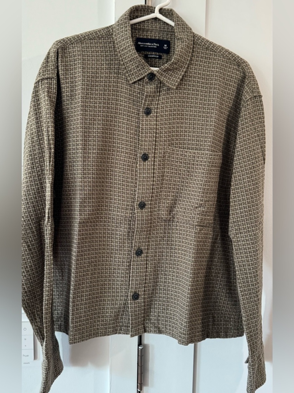 Abercrombie & Fitch Cropped Waffle Knit Button-Up Shirt
